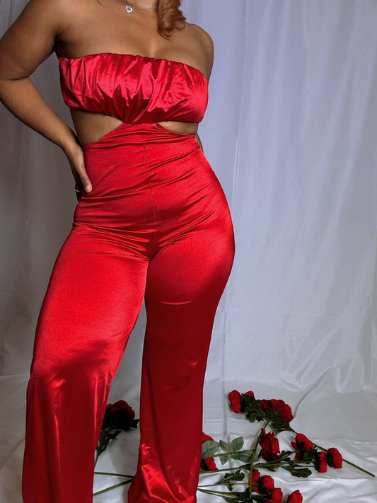 Lady in Red Cut-Out Jumpsuit