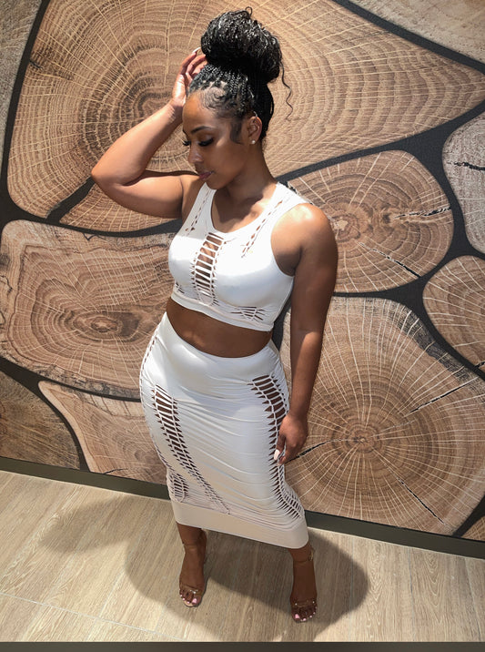 Distressed Skirt Set (Pre Order 8/7/23)