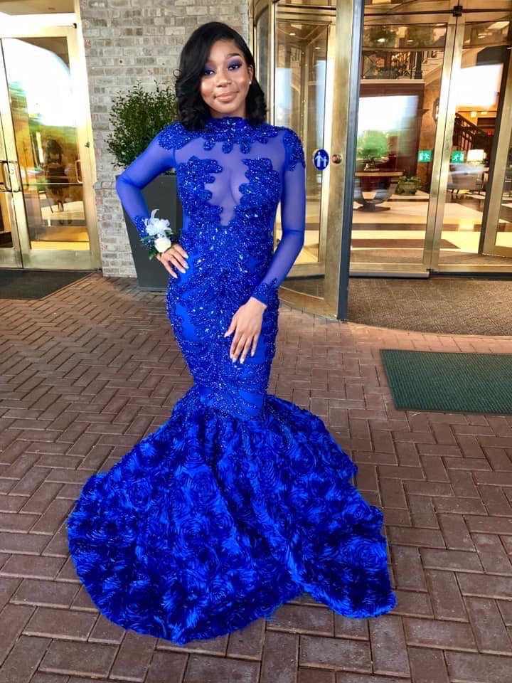 Blue Rosette Prom Dress – Designs by Liam Lí